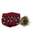Fashion Claret Leopard Print Curled Button Fur Ball Knit Hat