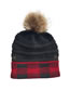 Fashion Black+red Grid Large Square Check Color Block Wool Ball Knitted Hat