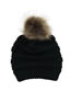 Fashion Black Button Knitted Cross-belt Woolen Hat