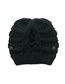 Fashion Black Flowers Button Detachable Cross-back Ponytail Knitted Hat