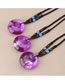 Fashion Diamond Purple Honey Water Droplets Imitation Beeswax Amber Pendant Geometric Sweater Chain