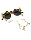 Fashion Golden Plate Carved Monkey Pearl Crystal Sunglasses