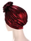 Fashion Sapphire Shiny Silk Wrinkled Forehead With A Flower Forehead Crossover Cap