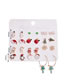 Fashion Color Mixing Christmas Santa Claus Dripping Hat And Christmas Tree Earrings Set