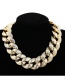 Fashion 4 Gold Necklace Diamond Thick Chain Alloy Hollow Necklace Bracelet