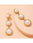 Fashion Golden Pearl Round Alloy Long Earrings