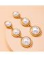 Fashion Golden Pearl Round Alloy Long Earrings