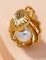 Fashion Golden Alloy Inlaid Pearl Geometric Earrings