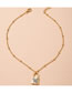 Fashion Golden Lock Shaped Diamond Butterfly Alloy Necklace