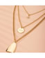 Fashion Golden Alloy Cross Chain Round Geometric Multilayer Necklace