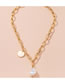 Fashion Golden Round Pearl Thick Chain Alloy Necklace