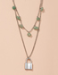 Fashion Golden Lock-shaped Irregular Natural Stone Alloy Multilayer Necklace
