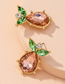 Fashion Almond Brown Geometric Irregular Alloy Earrings With Rhinestones