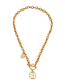 Fashion Golden Beauty Head Coin Thick Chain Alloy Necklace