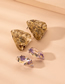 Fashion Purple Gold Foil Dried Flower Resin Geometric Earrings