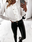 Fashion White Long-sleeved Solid Color Round Neck Ruffled Button Shirt