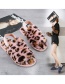 Fashion Brown Leopard Elastic Band Leopard Print Plush Open-toe Non-slip Warm Slippers