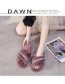 Fashion Gray Home Indoor Non-slip Flat-bottomed Cross Woolen Cotton Slippers
