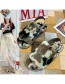 Fashion Camouflage Green Heel With Open Toe Camouflage Leopard Print Plush Soft-soled Slippers