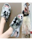 Fashion Camouflage Brown Heel With Open Toe Camouflage Leopard Print Plush Soft-soled Slippers