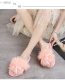 Fashion Pink Plush Open Bow Flat Slippers