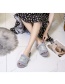 Fashion Gray One-word Plush Indoor Flat Plush Slippers