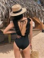 Fashion Black Open Back Ruffled Strappy One-piece Swimsuit