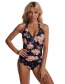 Fashion Vintage Flowers Triangle Halter Print Pleated One-piece Swimsuit