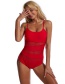 Fashion Red Lace Stitching Solid Color One-piece Swimsuit