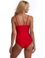 Fashion Leaves Lace Stitching Solid Color One-piece Swimsuit