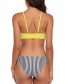 Fashion Split Yellow Stripes Halter Stripe Print Split Swimsuit