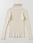 Fashion Beige Solid Color Turtleneck Slim-fit Sweater