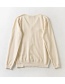 Fashion Beige V-neck Pearl Button Knitted Jacket