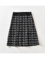 Fashion Black Pocket Panel Plaid Skirt