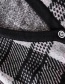 Fashion Black V-neck Short Plaid Knitted Jacket