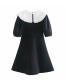 Fashion Black Contrasting Collar Knitted Dress