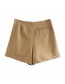 Fashion Khaki Double Breasted Stitching Solid Color Pants Skirt