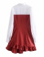 Fashion Red Contrasting Color Ruffled Dress