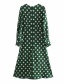 Fashion Green Polka Dot Print Long Sleeve Dress