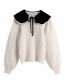 Fashion Creamy-white Velvet Doll Collar Lace Trim Sweater