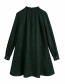 Fashion Dark Green Printed Ruffled Long Sleeve Mini Dress