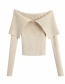 Fashion Beige One-shoulder Long-sleeved Tight Knit Top