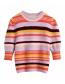 Fashion Color Striped Contrast Round Neck Sweater