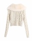 Fashion Creamy-white Faux Fur Stitching Twist Knit Jacket