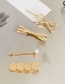 Fashion Bow Hollow Alloy Pearl Bow Geometric Hairpin Set