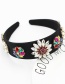 Fashion Color Mixing Broad-brimmed Headband With Diamonds And Flowers