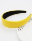 Fashion Yellow Leather Sponge Solid Color Hair Band