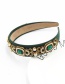 Fashion Green Geometric Wide-brimmed Headband With Pearl And Diamond Flowers