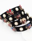 Fashion Black Broad-brimmed Headband With Diamonds Pearls And Flowers