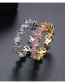 Fashion Gold Color Copper Inlaid Zircon Wave Pattern Ring